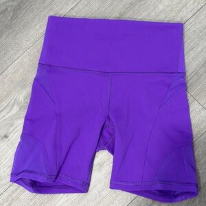 Lululemon Purple High-Waisted Shorts with mesh